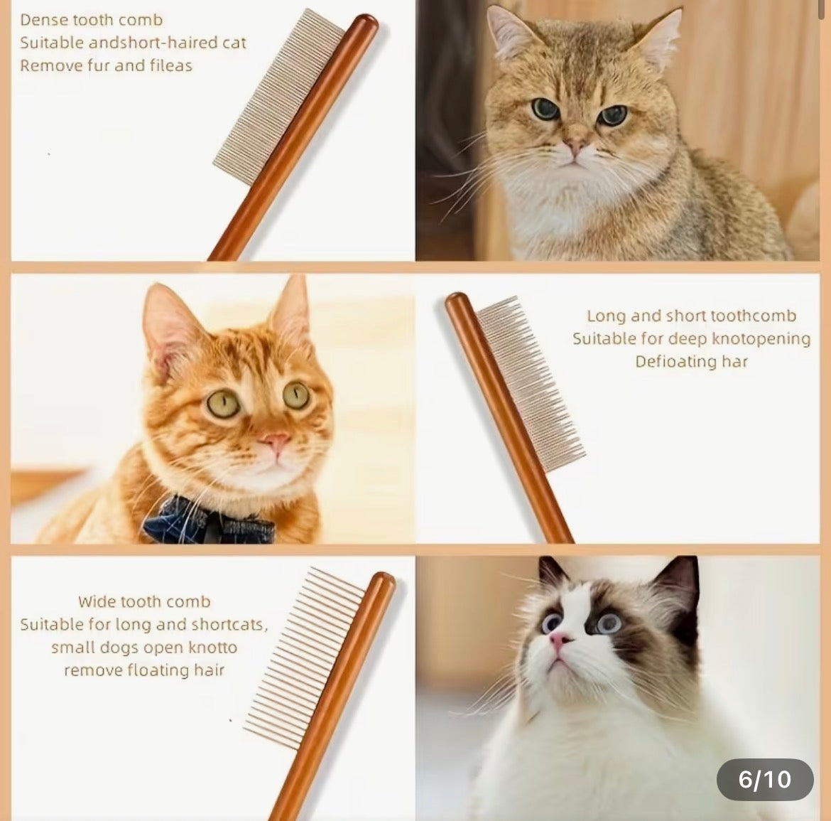 Durable Stainless Steel Cat Comb