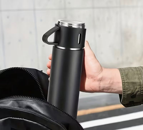 4pcs Stainless Steel Water Bottle & Cups Gift Set